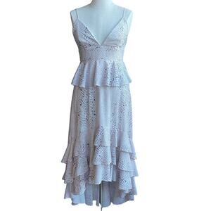 Women's BuddyLove Georgia Pebble High Low Pale Pink Snake Print‎ Ruffled Dress M